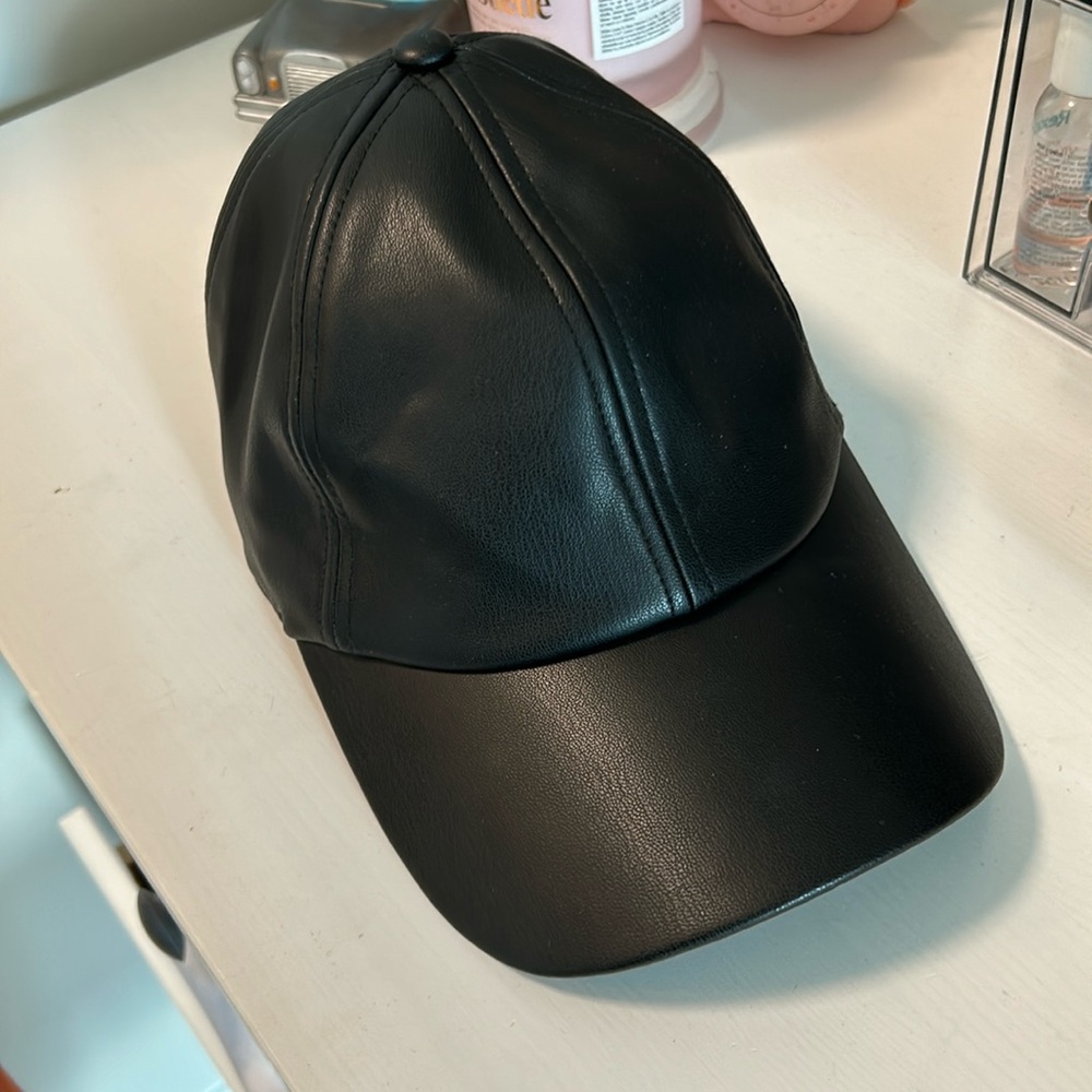Faux leather cap
